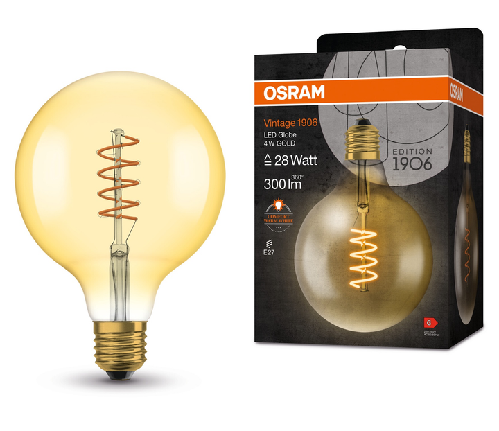 Lampa LED Osram Filament Vintage 1906 GLOBE 4W 300Lm 2000K E27 (4058075092136) - obraz 5