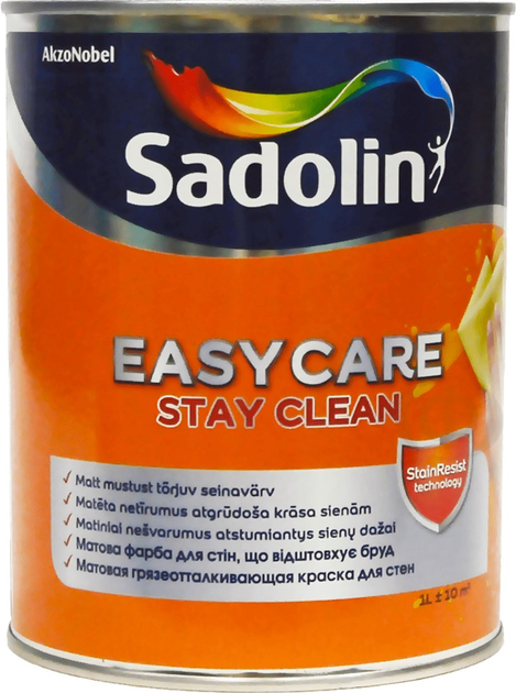 Farba Sadolin EasyCare do ścian i sufitu odporna na zabrudzenia matowa Biała BW 1 l (5324359) - obraz 1