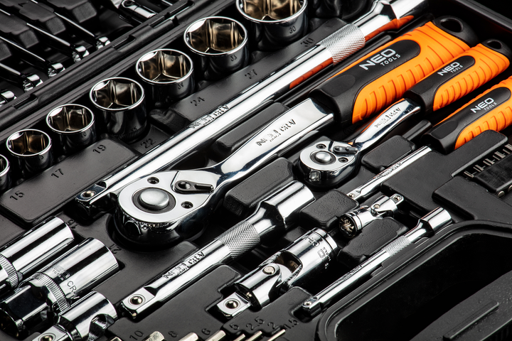 Набір інструментів NEO Tools 1/4«, 1/2» CrV 77 шт 08-915 (5907558442120) - зображення 2