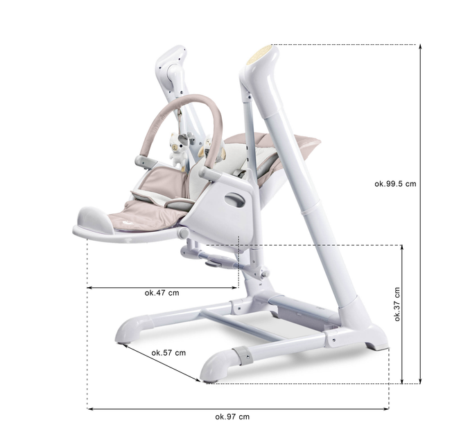 Стільчик для годування + гойдалка Caretero Indigo Black Grey TERO-7650 (5908310397153) - зображення 20