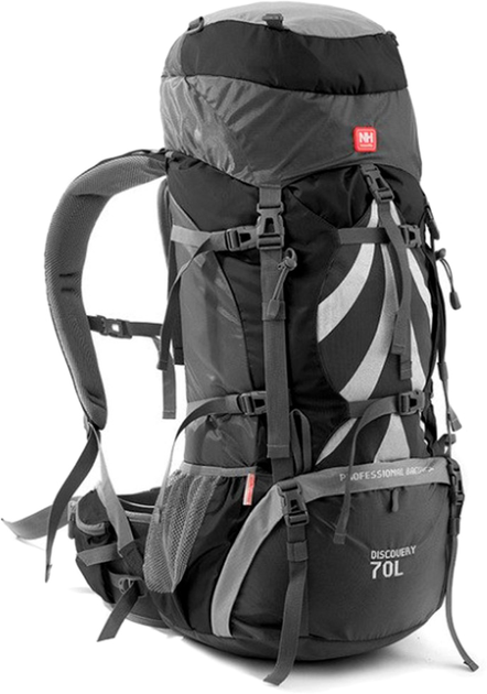 Трекінговий рюкзак Naturehike Black&Grey 70 л NH70B070-B (6927595709009) - зображення 1