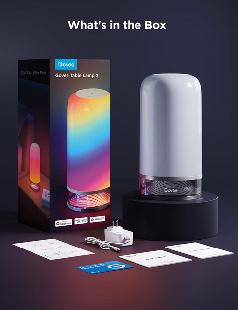 Lampka stołowa inteligentna Govee Table Lamp 2, RGBICWW, WI-FI/Bluetooth Biały (H60223D1) - obraz 5