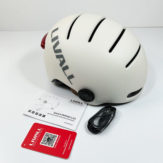 Kask rowerowy Livall L23 L 58-62 cm Białe/Kość Słoniowa (LIV-000L23-4310) - obraz 8