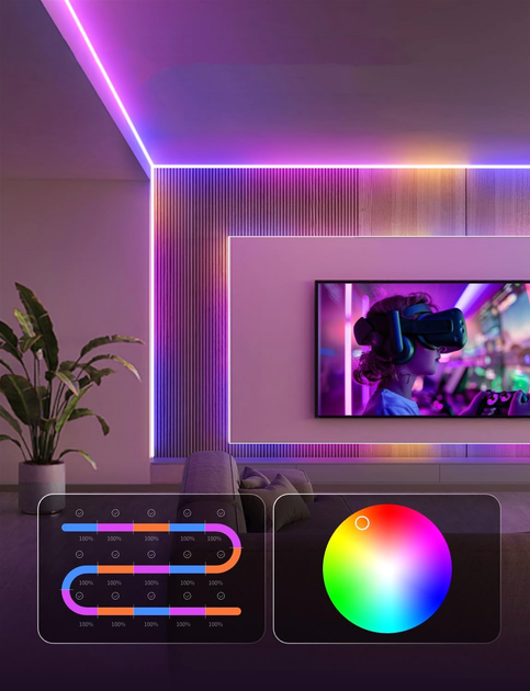 Taśma LED inteligentna Govee COB Strip Light Pro, 3 m, RGBIC+W, WI-FI/Bluetooth Biała (H61E53D1) - obraz 5