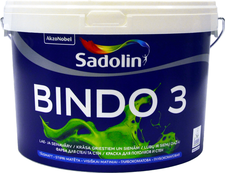 Фарба Sadolin Bindo 3 глибокоматова латексна для стін і стелі, біла, BW, 2.5 л (5078159) - зображення 1