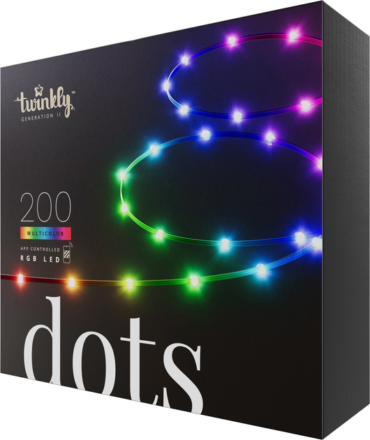 Світлодіодна Smart LED гірлянда Twinkly Dots Lights RGB 200 IP44 10 м USB-C кабель Прозорий (TWD200STP-TEU) - зображення 1