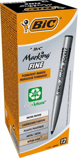 Набір перманентних маркерів BIC Marking Fine Eco 1.1 мм Чорні 12 шт (3086121445095) - зображення 1
