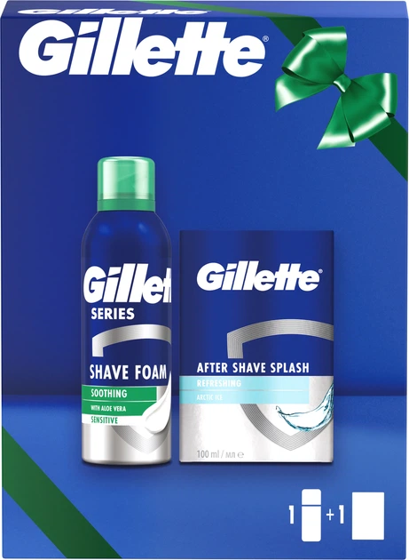 Zestaw prezentowy Gillette Series Pianka do golenia do skóry wrażliwej z aloesem 200 ml + Balsam po goleniu Arctic Ice odświeżający 100 ml (8700216617086) - obraz 1