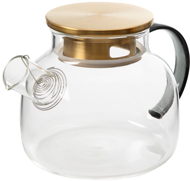 Dzbanek Homla Kubbe szklany ze złotym wieczkiem 1 l (5904183888842) - obraz 1