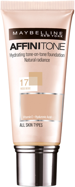 Podkład nawilżający Maybelline New York Affinitone Vitamin E All Skin Types 17 Rose Beige 30 ml (3600530427499) - obraz 1