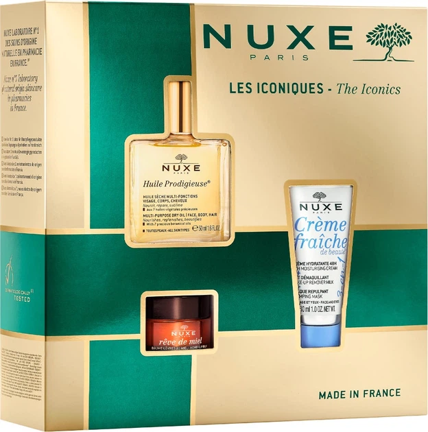 Zestaw Nuxe Best Seller Olejek 50 ml + Krem ​​nawilżający 30 ml + Balsam do ust ultraodżywczy i regenerujący z miodem 15 g (3264680041631) - obraz 1