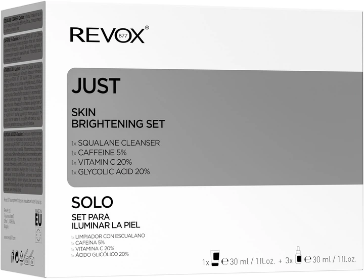 Zestaw do pielęgnacji twarzy Revox B77 Just Skin Brightening Serum 2 x 30 ml + Tonik 30 ml + Płyn do demakijażu Squalane 30 ml (5060565105553) - obraz 3