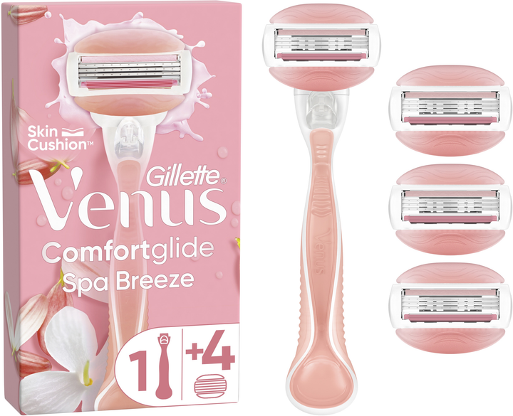 Станок для гоління жіночий Venus Comfortglide Spa Breeze з 4 змінними картриджами (7702018469727) - зображення 1
