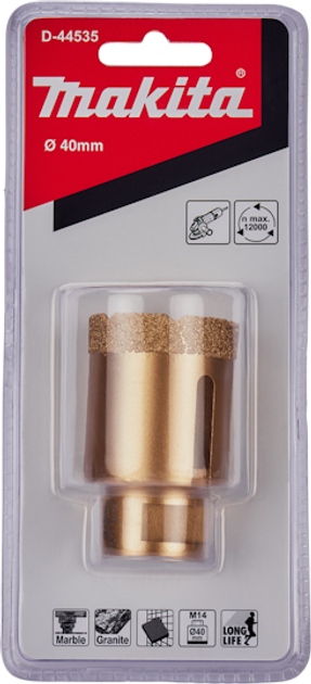 Diamentowe wiertło rdzeniowe Makita M14 40 mm D-44535 (88381406857) - obraz 1