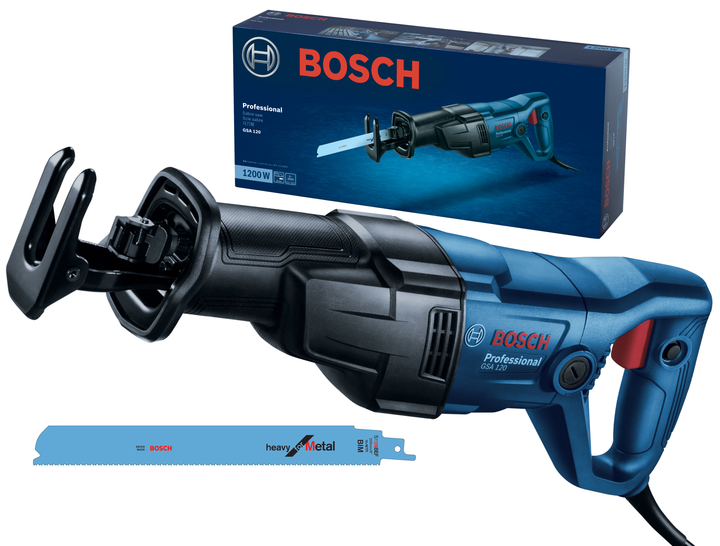 Piła szablasta Bosch Professional GSA 120, 1200 W, regulowana prędkość + ostrze Heavy for Metal (06016B1020) - obraz 1