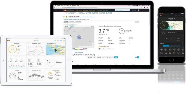 Stacja pogodowa Bresser Weather Center Wi-Fi Color 5 w 1 Profi Sensor Black (7002580) - obraz 4