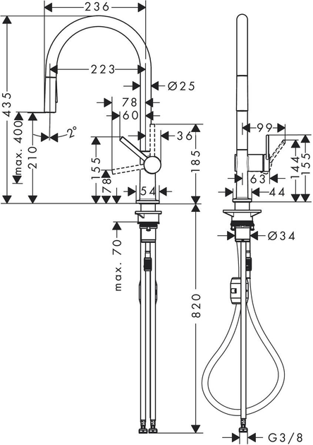 Змішувач кухонний Hansgrohe Talis M54 72800670 - зображення 5