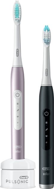 Набір електричних зубних щіток Oral-B Pulsonic Slim Luxe 4900 Чорна/Рожева - зображення 1