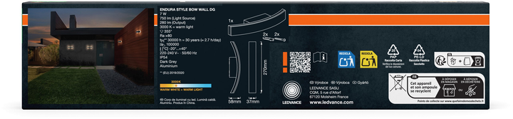 Lampa elewacyjna OSRAM Endura BOW WALL 7W 3000K IP54 - obraz 4