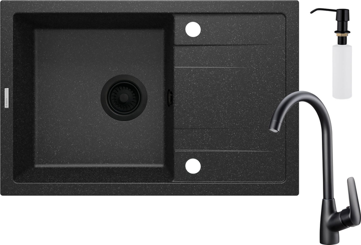 Набір для кухні Deante Corio гранітна мийка ZQN_5113 + зміш. BMO_062M + дозатор ZZZ_000D графіт (ZRCC2113) - зображення 1