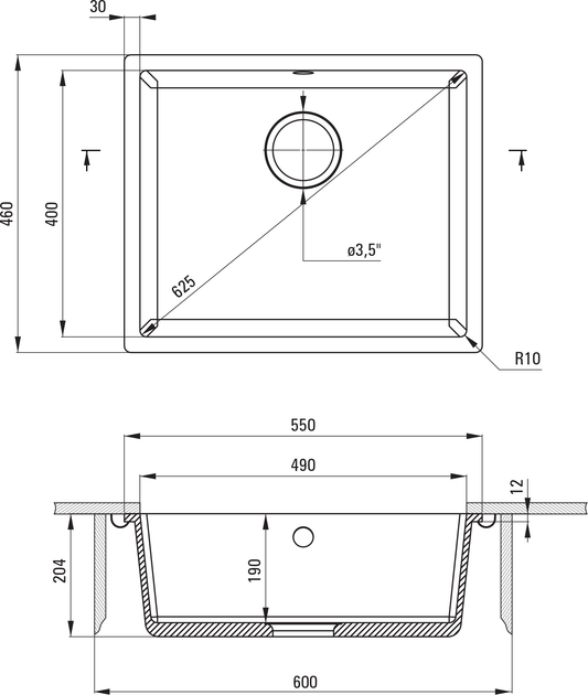 Zlew kuchenny Deante Corda 550x460x204 mm (ZQA_N10C) - obraz 2