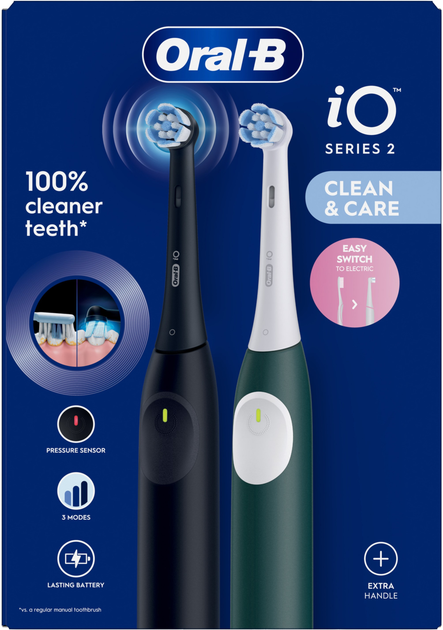 Набір електричних зубних щіток Oral-B iO 2 Black + Green - зображення 2
