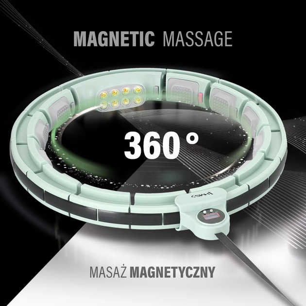 Hula-hop HMS HHM13 magnetyczny z licznikiem i pasem BR163 Black Zielony (5907695552683) - obraz 13