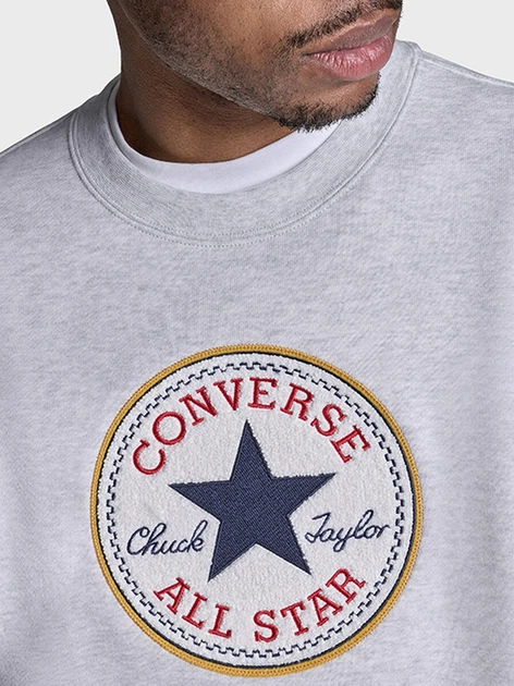 Свитшот мужской Converse CVM53K02-LGH M Серый (0198820088749) - Фото 6 Свитшот мужской Converse CVM53K02-LGH M Серый (0198820088749) - изображение 6