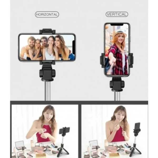 Селфи палка штатив тренога для телефона Bluetooth с пультом Selfie Stick L01 Черный - Фото 3 Селфи палка штатив тренога для телефона Bluetooth с пультом Selfie Stick L01 Черный - изображение 3