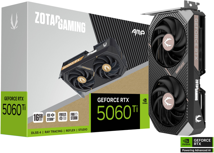 Karta graficzna Zotac PCI-Ex GeForce RTX 5060 Ti GAMING AMP 16GB GDDR7 (128bit) (2632/28000) (HDMI, 3 x DisplayPort) (ZT-B50620F-10M) - obraz 8