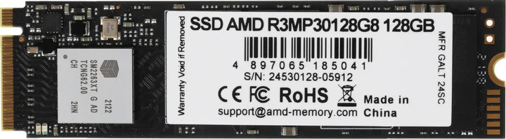 SSD диск AMD Radeon R3 128GB M.2 2280 NVMe PCIe 3.0 x4 3D NAND TLC (R3MP30128G8) - Фото 1 SSD диск AMD Radeon R3 128GB M.2 2280 NVMe PCIe 3.0 x4 3D NAND TLC (R3MP30128G8) - изображение 1