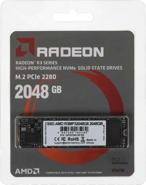 SSD диск AMD Radeon R3 2TB M.2 2280 NVMe PCIe 3.0 x4 3D NAND TLC (R3MP32048G8) - зображення 5