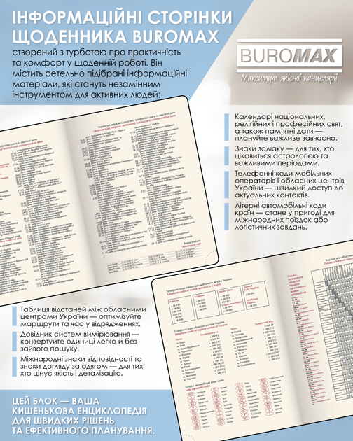Ежедневник датированный Buromax Bloom из искусственной кожи А5 336 страниц Темно-синий (BM.21156-03) - изображение 8