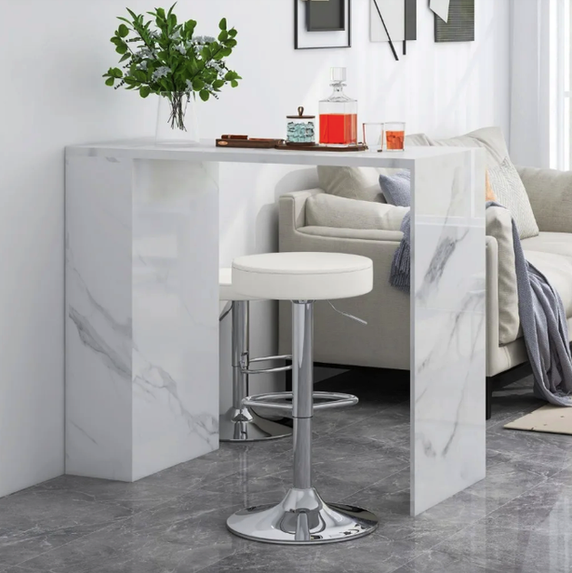 Комплект барних стільців Costway Loreto White круглі табурети 2 шт - зображення 7