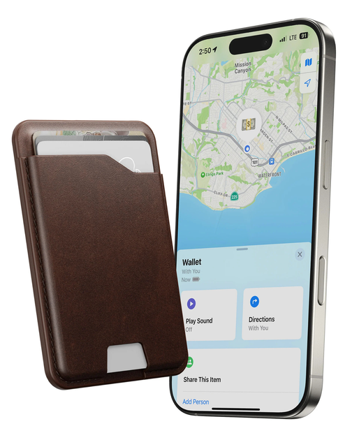 Кожаный кошелек Nomad Mag с Find My Tracking Horween Rustic Brown - изображение 2