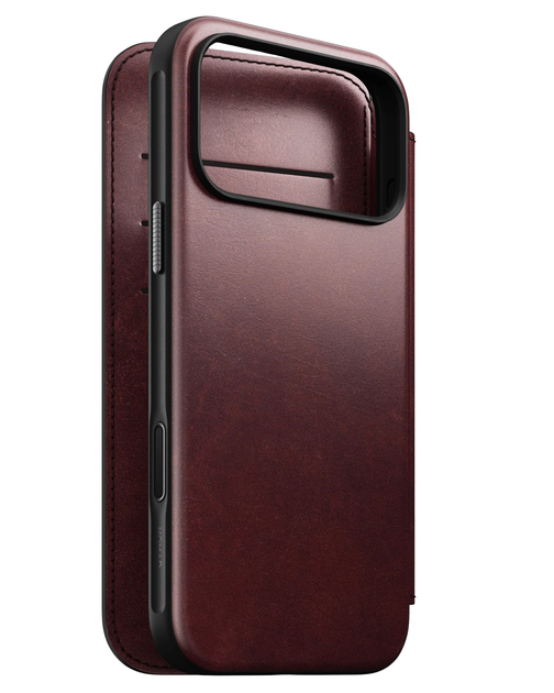 Кожаный чехол-книжка Nomad Modern Folio Horween Burgundy для iPhone 17 Pro - Фото 1 Кожаный чехол-книжка Nomad Modern Folio Horween Burgundy для iPhone 17 Pro - изображение 1