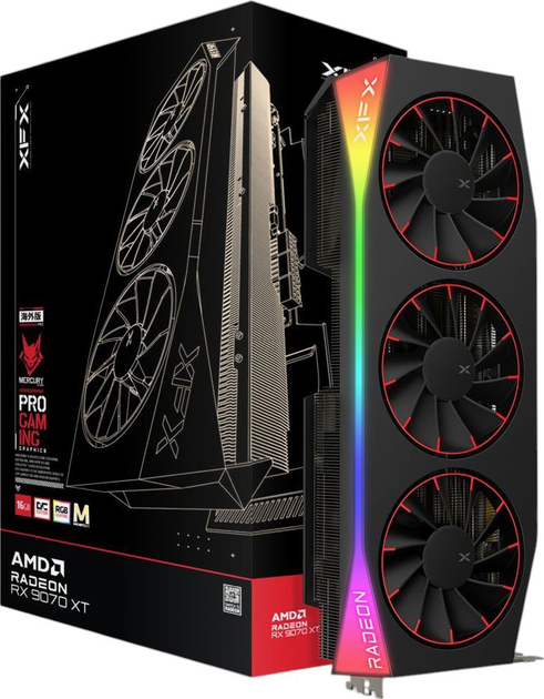 Karta graficzna XFX PCI-Ex Radeon RX 9070 XT Mercury Magnetic Air Edition Black OC 16GB GDDR6 (256bit) (3100/20000) (1 x HDMI, 3 x DisplayPort) (840191502590) - obraz 5