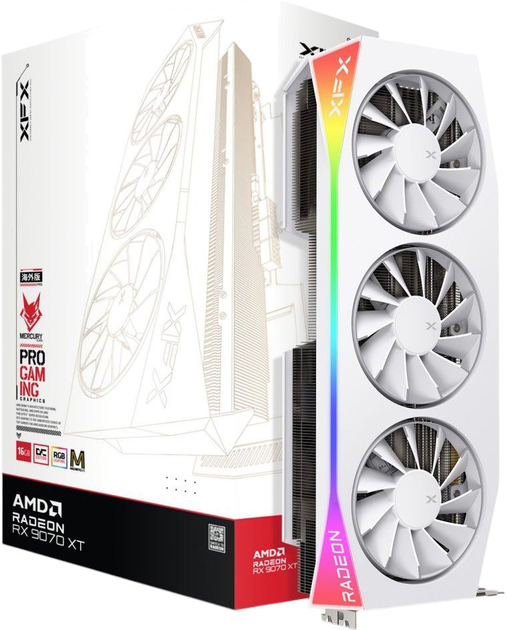 Karta graficzna XFX PCI-Ex Radeon RX 9070 XT Mercury Magnetic Air Edition White OC 16GB GDDR6 (256bit) (3100/20000) (1 x HDMI, 3 x DisplayPort) (840191502606) - obraz 6