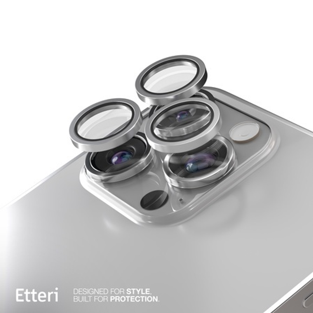 Захисне скло Etteri Camera Lens Protector для Apple iPhone 15 Pro / 15 Pro Max Silver (5907504524535) - зображення 3