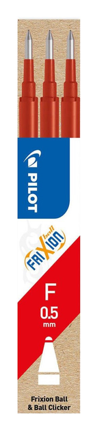 Набір стрижнів для ручок Pilot FriXion Ball & Ball Clicker F 0.5 мм Red 3 шт (ZES4902505422843) - зображення 1