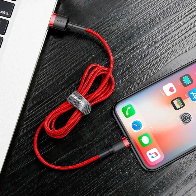 Кабель Baseus Cafule Lightning 1.5A (2m) Red - Фото 5 Кабель Baseus Cafule Lightning 1.5A (2m) Red - изображение 5