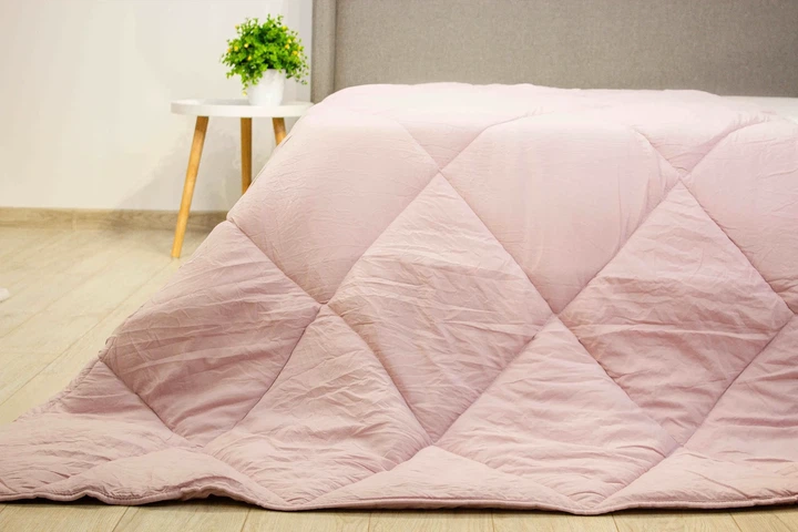 Одеяло полуторное 140×200 зимнее теплое 350 г/м² антиаллергенное ТЕП Washed Cotton розовая пудра, хлопок - изображение 9