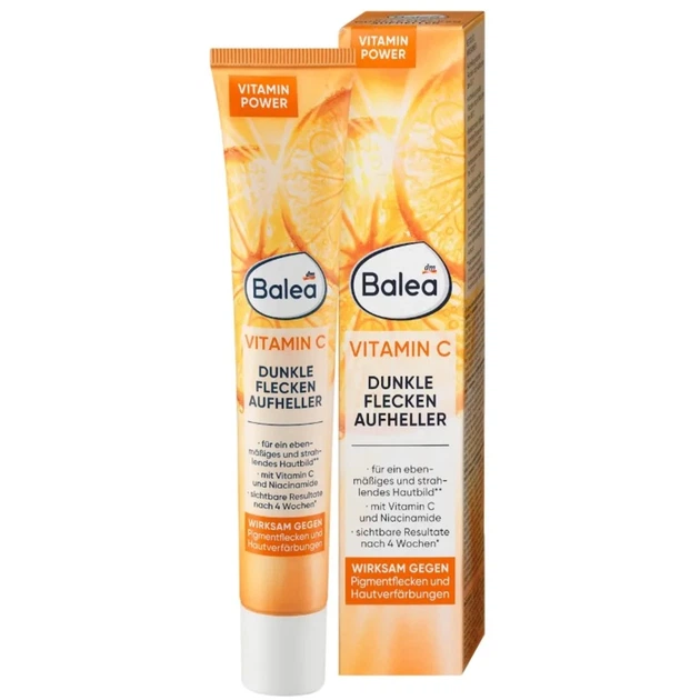 Крем для лица Balea Vitamin C Dunkle Flecken Aufheller против пигментных пятен с витамином C, 50 мл - Фото 2 Крем для лица Balea Vitamin C Dunkle Flecken Aufheller против пигментных пятен с витамином C, 50 мл - изображение 2