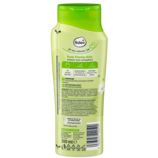 Шампунь Balea Pure Frische с ароматом зеленого яблока 300 мл - Фото 2 Шампунь Balea Pure Frische с ароматом зеленого яблока 300 мл - изображение 2