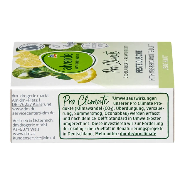 Твердое мыло для душа Alverde NATURKOSMETIK Pro Climate с ароматом мяты и бергамота, 60 г - изображение 5