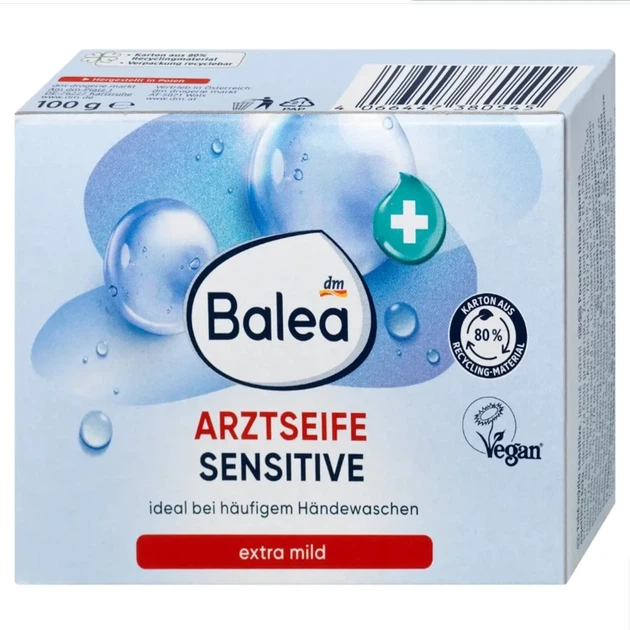 Медицинское мыло Balea Arztseife Sensitive сверхмягкое, с маслами, маслом ши и витамином E, Vegan для чувствительной кожи, 100 г - Фото 1 Медицинское мыло Balea Arztseife Sensitive сверхмягкое, с маслами, маслом ши и витамином E, Vegan для чувствительной кожи, 100 г - изображение 1