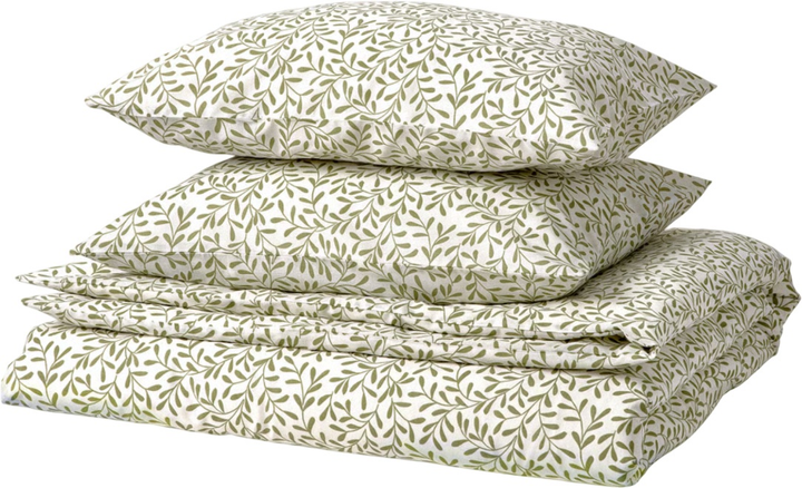 Komplet pościeli Ikea Sorgmantel 200 x 200 / 50 x 60 cm Biały/Zielony (205.494.75) - obraz 1