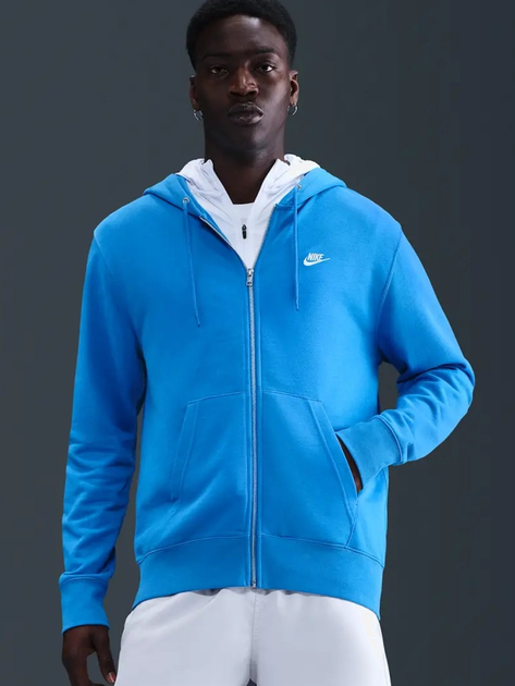 Толстовка на блискавці чоловіча Nike M Nk Club Ft Fz Hoodie FN3884-435 L Синя (198481669592) - зображення 1