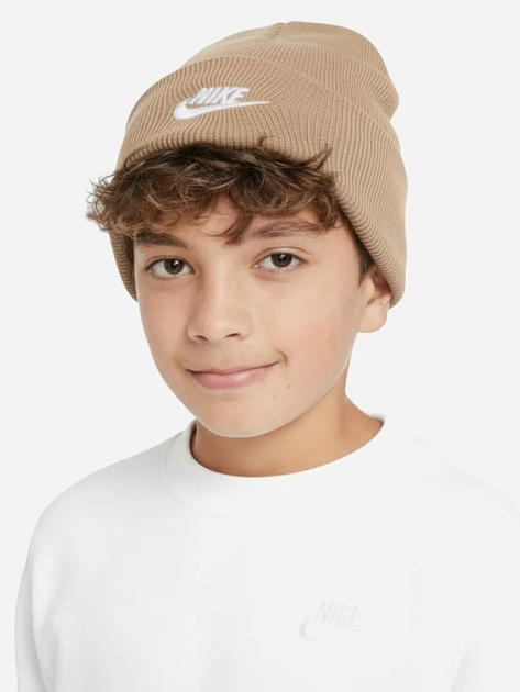 Czapka dziecięca beanie Nike K Nk Peak Beanie Tc Fut HF5498-200 Beżowa (198485559271) - obraz 1