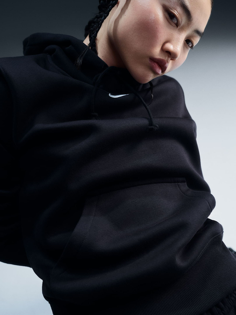 Bluza damska z kapturem ocieplana Nike W Nsw Phnx Flc Std Po Hoodie HF6839-010 L Czarna (197596372663) - obraz 6